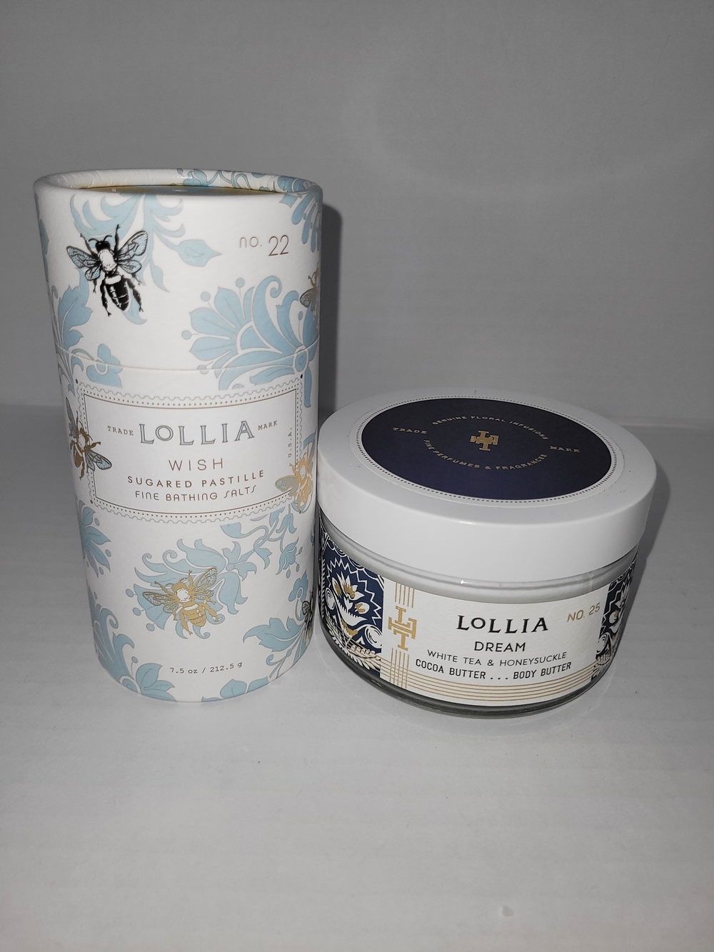 Lollia Dream Body Butter & Wish Bathing Salts Set - White/Blue